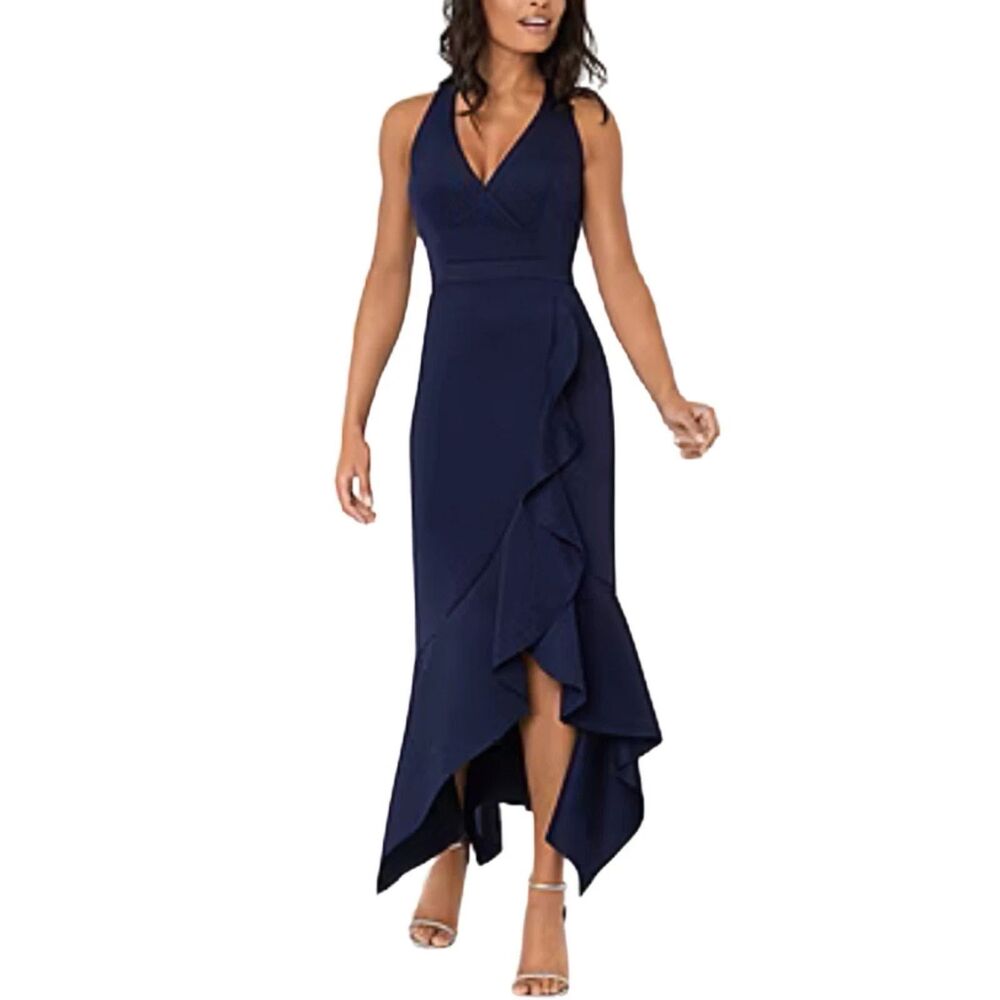 DJ Jaz Women's High-Low V Neck Sleeveless Evening Gown SZ 16